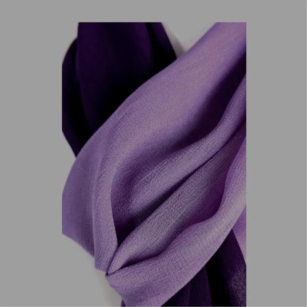 Vtg Pegasus Hand Dyed Silk Crepe Scarf Ombré Purple Tassels Fiber Art 68x11 EUC